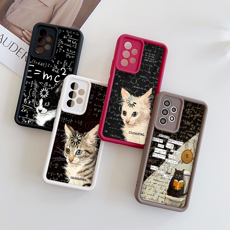 Phone Cases Art - Creative Art Thinking Formula Cat Printed