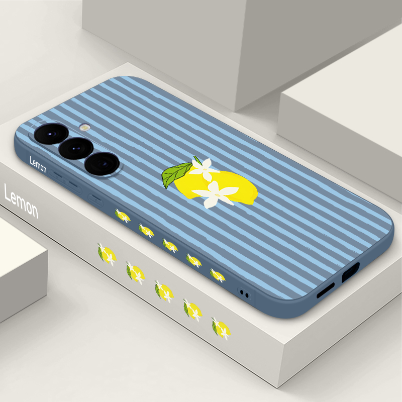 Phone Cases Galaxy S25 - Stripe Lemon Print TPU Phone Case