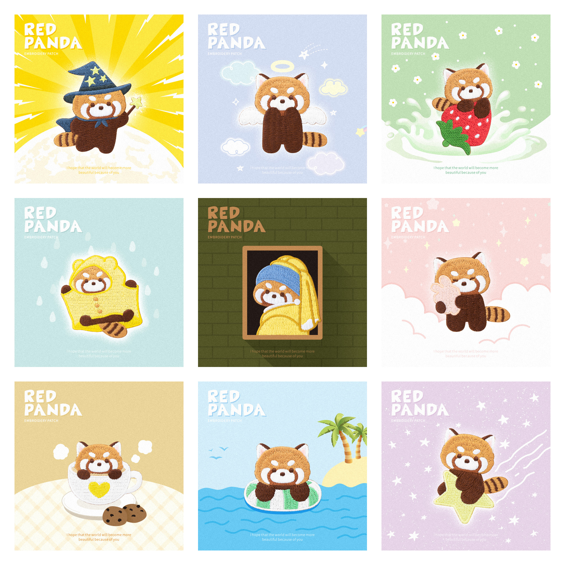 Phone Cases Eco Friendly - Cute Red Panda Embroidery Patch Self-adhesive