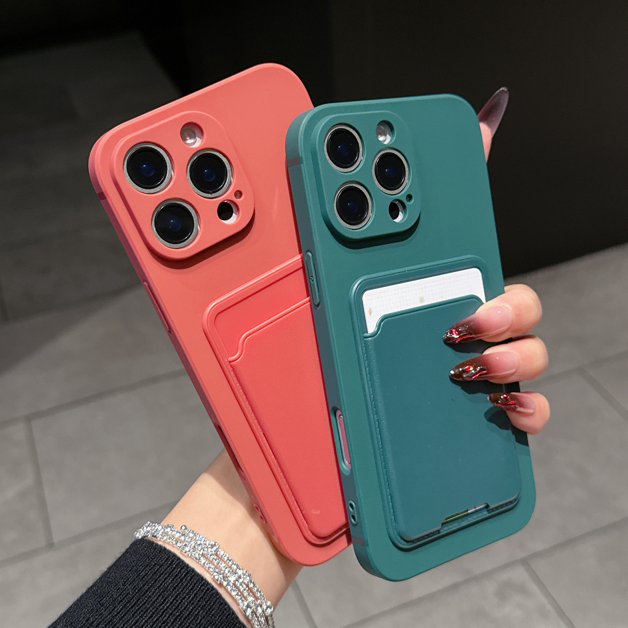 Phone Cases With Wallet On Back - Luxury Liquid Silicone Wallet Card Slot