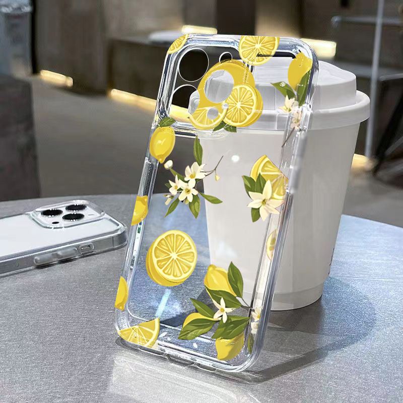 Phone Cases Galaxy S25 - Summer Fruit Lemon Flower Clear Phone
