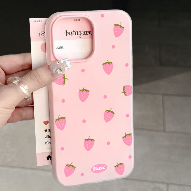 Sweet Pink Strawberry Pattern  - Phone Cases Iphone 17 recensie en prijs